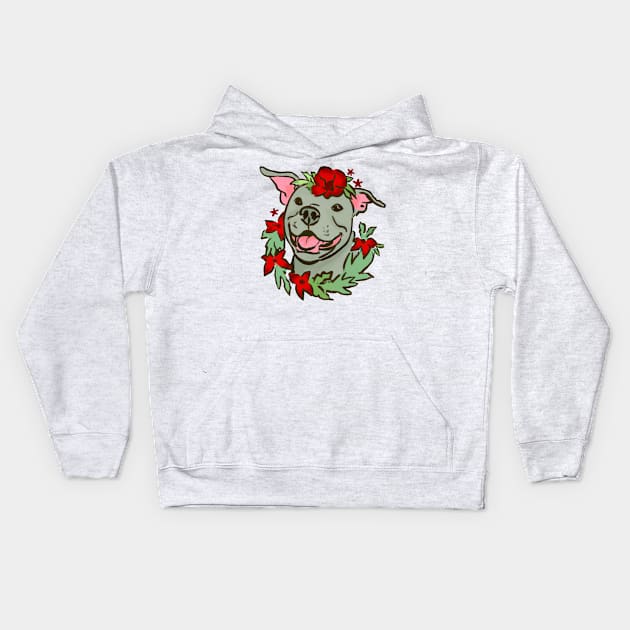 Christmas Pit Bull Kids Hoodie by LochNestFarm